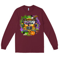 Burgundy halloween school bus Long Sleeve Tee - AdoDesignShop