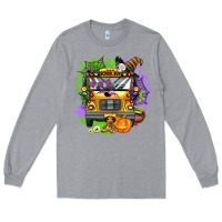 Heather Grey halloween school bus Long Sleeve Tee - AdoDesignShop