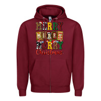 Burgundy merry merry merry christmas ado Zipper Hoodie - AdoDesignShop