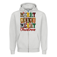 Dove Grey merry merry merry christmas ado Zipper Hoodie - AdoDesignShop