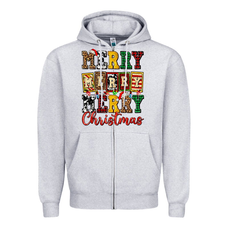 Merry Merry Merry Christmas Ado Zipper Hoodie by AdoDesignShop | Teevron