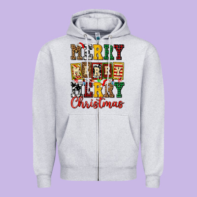 Merry Merry Merry Christmas Ado Zipper Hoodie Designed By Adodesignshop