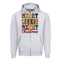 Heather Grey merry merry merry christmas ado Zipper Hoodie - AdoDesignShop