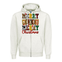 Oatmeal Heather merry merry merry christmas ado Zipper Hoodie - AdoDesignShop