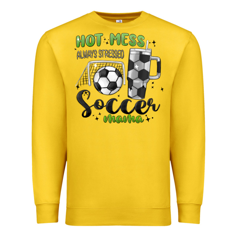 Hot Mess Always Stressed Soccer Mama Stanley Cup Premium Sweatshirt by MaliasSmallBusiness | Teevron