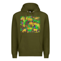 Army Green mardi gras fleur de lis and leopard background Premium Hoodie - AdoDesignShop