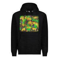 Black mardi gras fleur de lis and leopard background Premium Hoodie - AdoDesignShop