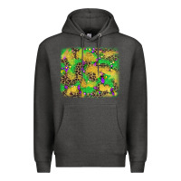 Charcoal Heather mardi gras fleur de lis and leopard background Premium Hoodie - AdoDesignShop