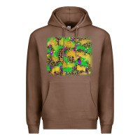 Chestnut mardi gras fleur de lis and leopard background Premium Hoodie - AdoDesignShop