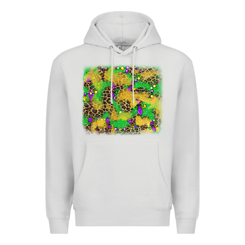 Mardi Gras Fleur De Lis And Leopard Background Premium Hoodie by AdoDesignShop | Teevron