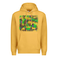Mustard mardi gras fleur de lis and leopard background Premium Hoodie - AdoDesignShop