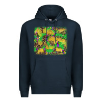 Navy mardi gras fleur de lis and leopard background Premium Hoodie - AdoDesignShop