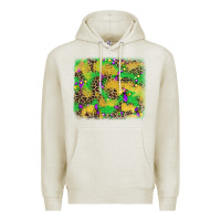 Oatmeal Heather mardi gras fleur de lis and leopard background Premium Hoodie - AdoDesignShop