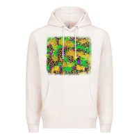 Pale Pink mardi gras fleur de lis and leopard background Premium Hoodie - AdoDesignShop