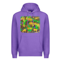 Purple mardi gras fleur de lis and leopard background Premium Hoodie - AdoDesignShop
