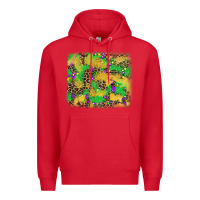 Red mardi gras fleur de lis and leopard background Premium Hoodie - AdoDesignShop