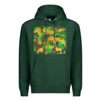 Sports Green mardi gras fleur de lis and leopard background Premium Hoodie - AdoDesignShop