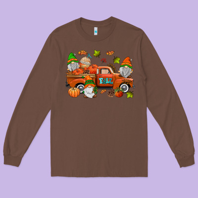 Fall Gnomes Truck Long Sleeve Tee Designed By Adodesignshop