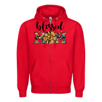 Red blessed mom Zipper Hoodie - JahusDesignShop