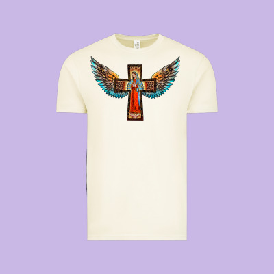 Our Lady Of Guadalupe Cross With Wings Vintage Tee Designed By Barkaloodesign