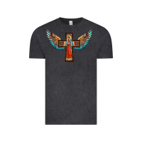 Vintage Black our lady of guadalupe cross with wings Vintage Tee - BarkalooDesign