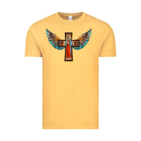Vintage Mustard our lady of guadalupe cross with wings Vintage Tee - BarkalooDesign