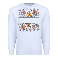 White wildflower your text here Premium Sweatshirt - MaliasSmallBusiness