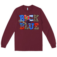 Burgundy back the blue Long Sleeve Tee - AdoDesignShop