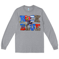 Heather Grey back the blue Long Sleeve Tee - AdoDesignShop