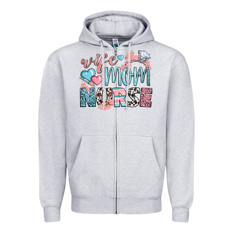 Wife Mom Nurse Zipper Hoodie by BundleAndBundleShop | Teevron