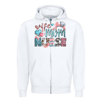 White wife mom nurse Zipper Hoodie - BundleAndBundleShop