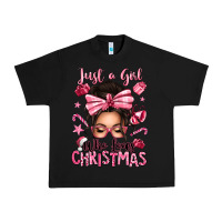 Black just a girl who loves pink christmas messy bun Urban Heavy Tee - texasbilliewilder