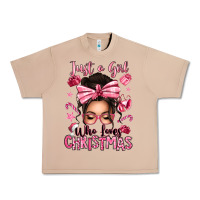 Burro just a girl who loves pink christmas messy bun Urban Heavy Tee - texasbilliewilder