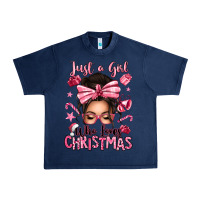 Navy just a girl who loves pink christmas messy bun Urban Heavy Tee - texasbilliewilder