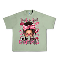 Oil Green just a girl who loves pink christmas messy bun Urban Heavy Tee - texasbilliewilder