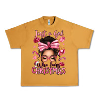 Peanut Butter just a girl who loves pink christmas messy bun Urban Heavy Tee - texasbilliewilder