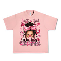 Salmon just a girl who loves pink christmas messy bun Urban Heavy Tee - texasbilliewilder