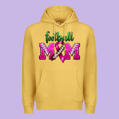 Football Mom Breast Cancer Premium Hoodie Designed By Bundleandbundleshop