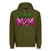 Army Green Football Mom Breast Cancer Premium Hoodie - BundleAndBundleShop