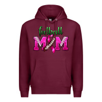 Burgundy Football Mom Breast Cancer Premium Hoodie - BundleAndBundleShop