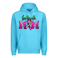 Ocean Blue Football Mom Breast Cancer Premium Hoodie - BundleAndBundleShop