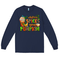 Navy whatever spices your pumpkin Long Sleeve Tee - AdoDesignShop