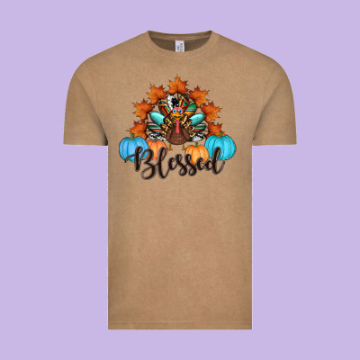 Thanksgiving Turkey Pumpkin Blessed Vintage Tee Designed By Ranaportraitstore