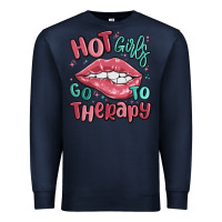Navy hot girls go to therapy Premium Sweatshirt - MaliasSmallBusiness