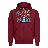 Burgundy nursing is a work of heart Zipper Hoodie - BundleAndBundleShop