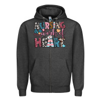 Charcoal Heather nursing is a work of heart Zipper Hoodie - BundleAndBundleShop