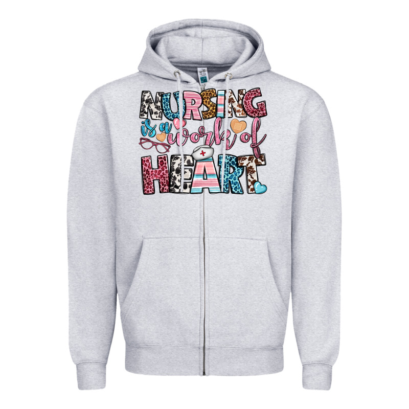 Nursing Is A Work Of Heart Zipper Hoodie by BundleAndBundleShop | Teevron