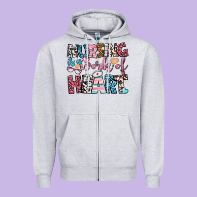 Nursing Is A Work Of Heart Zipper Hoodie Designed By Bundleandbundleshop