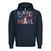 Navy nursing is a work of heart Zipper Hoodie - BundleAndBundleShop