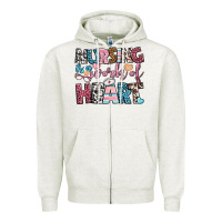Oatmeal Heather nursing is a work of heart Zipper Hoodie - BundleAndBundleShop